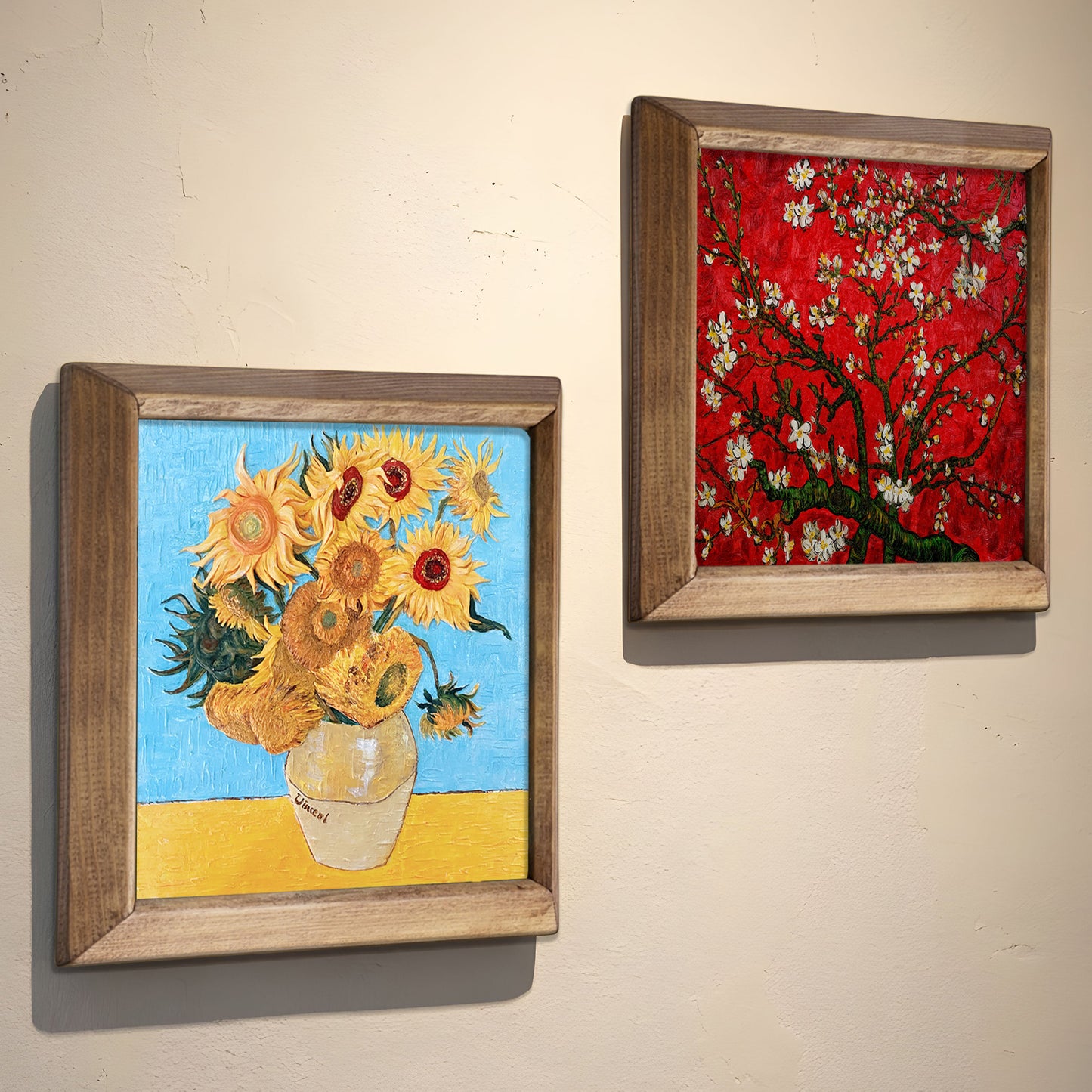 Van Gogh Sunflowers & Almond Blossom Duo Stone Wall Art Set
