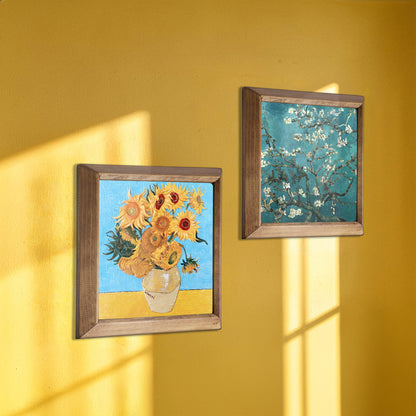 Van Gogh Sunflowers & Almond Blossoms Duo Natural Stone Wall Art Set
