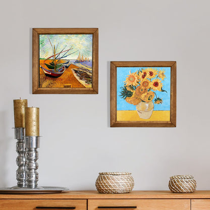 Van Gogh Sunflowers & Fishing Boats Duo Stone Wall Art Set