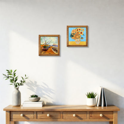 Van Gogh Sunflowers & Fishing Boats Duo Stone Wall Art Set