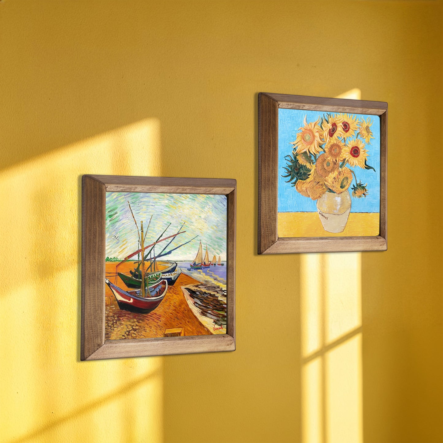 Van Gogh Sunflowers & Fishing Boats Duo Stone Wall Art Set