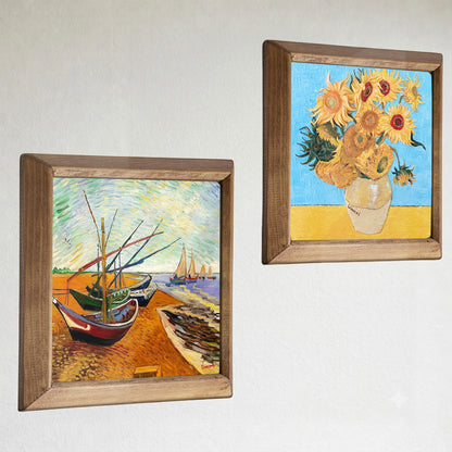 Van Gogh Sunflowers & Fishing Boats Duo Stone Wall Art Set