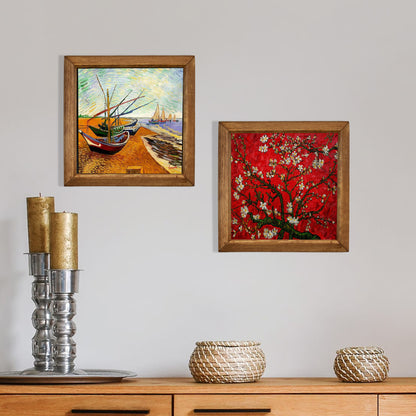 Van Gogh Fishing Boats & Almond Blossom Duo Stone Wall Art Set