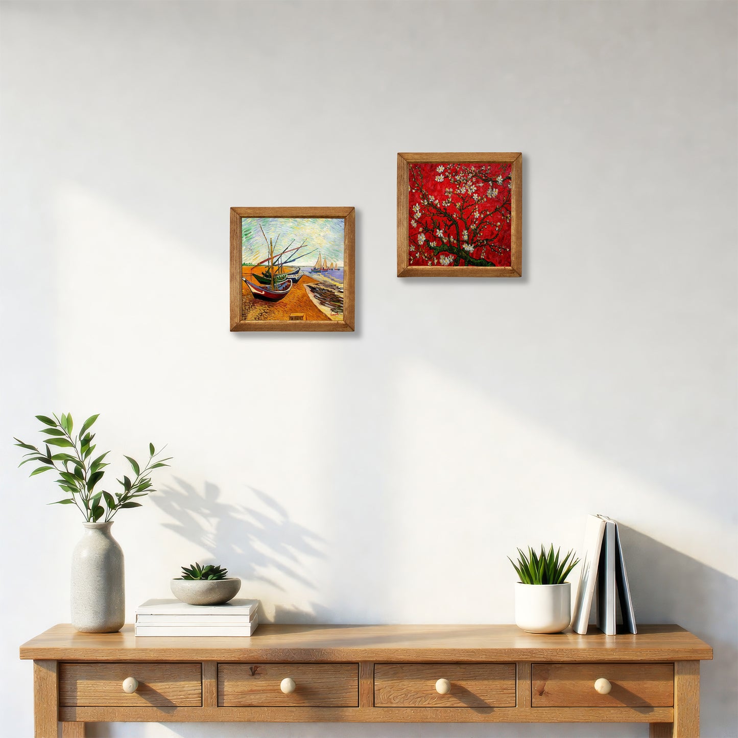 Van Gogh Fishing Boats & Almond Blossom Duo Stone Wall Art Set