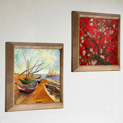 Van Gogh Fishing Boats & Almond Blossom Duo Stone Wall Art Set