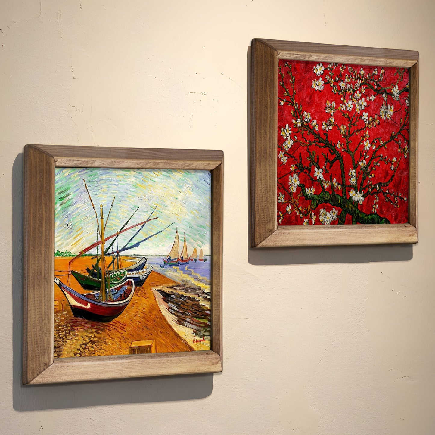 Van Gogh Fishing Boats & Almond Blossom Duo Stone Wall Art Set