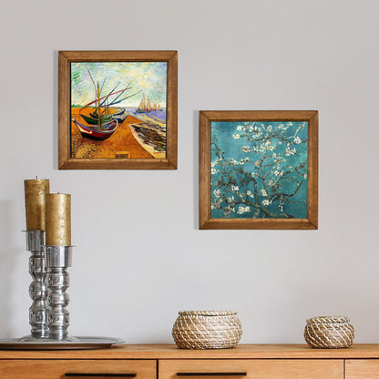 Van Gogh Fishing Boats & Almond Blossoms Duo Stone Wall Art Set