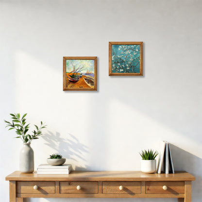 Van Gogh Fishing Boats & Almond Blossoms Duo Stone Wall Art Set