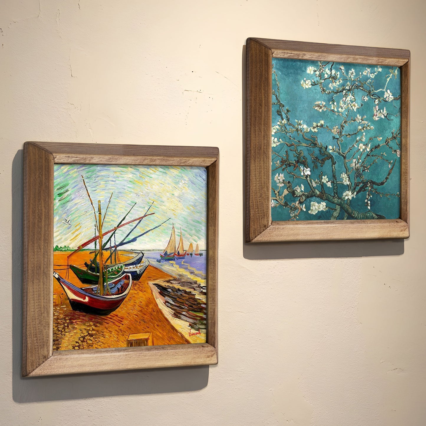 Van Gogh Fishing Boats & Almond Blossoms Duo Stone Wall Art Set