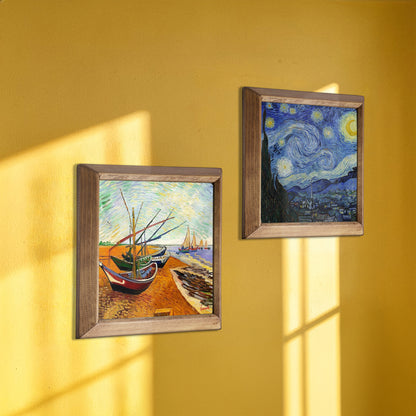 Van Gogh Starry Night & Fishing Boats Duo Stone Wall Art Set