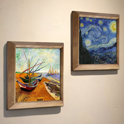 Van Gogh Starry Night & Fishing Boats Duo Stone Wall Art Set