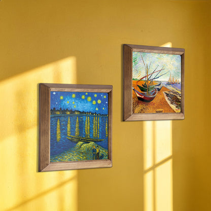 Van Gogh Starry Night & Fishing Boats Duo Stone Wall Art Set