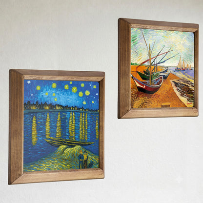 Van Gogh Starry Night & Fishing Boats Duo Stone Wall Art Set