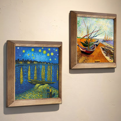 Van Gogh Starry Night & Fishing Boats Duo Stone Wall Art Set