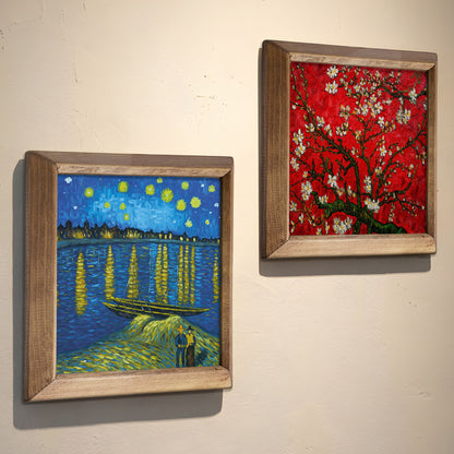 Van Gogh Starry Night & Red Almond Blossom Duo Stone Wall Art Set