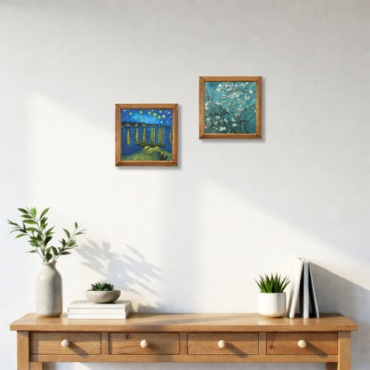 Van Gogh Starry Night & Almond Blossom Duo Stone Wall Art Set