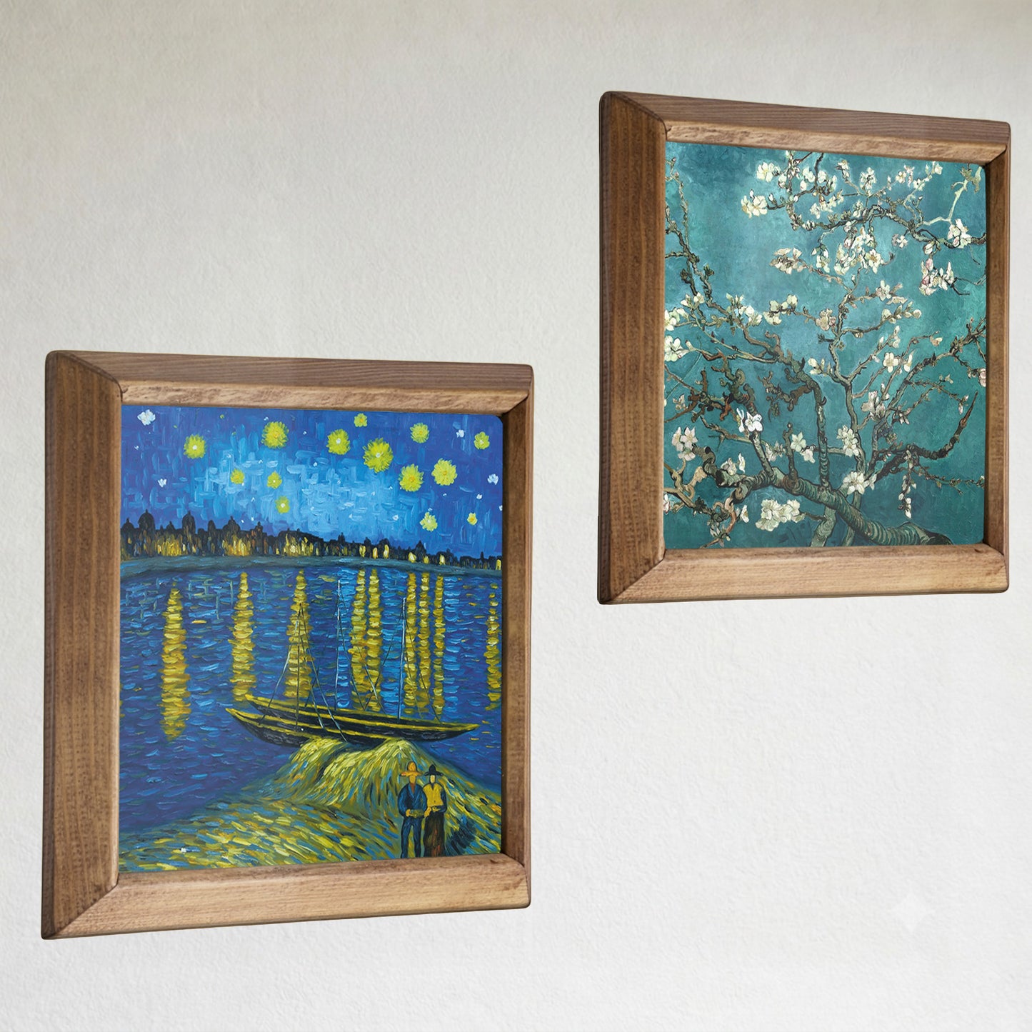 Van Gogh Starry Night & Almond Blossom Duo Stone Wall Art Set
