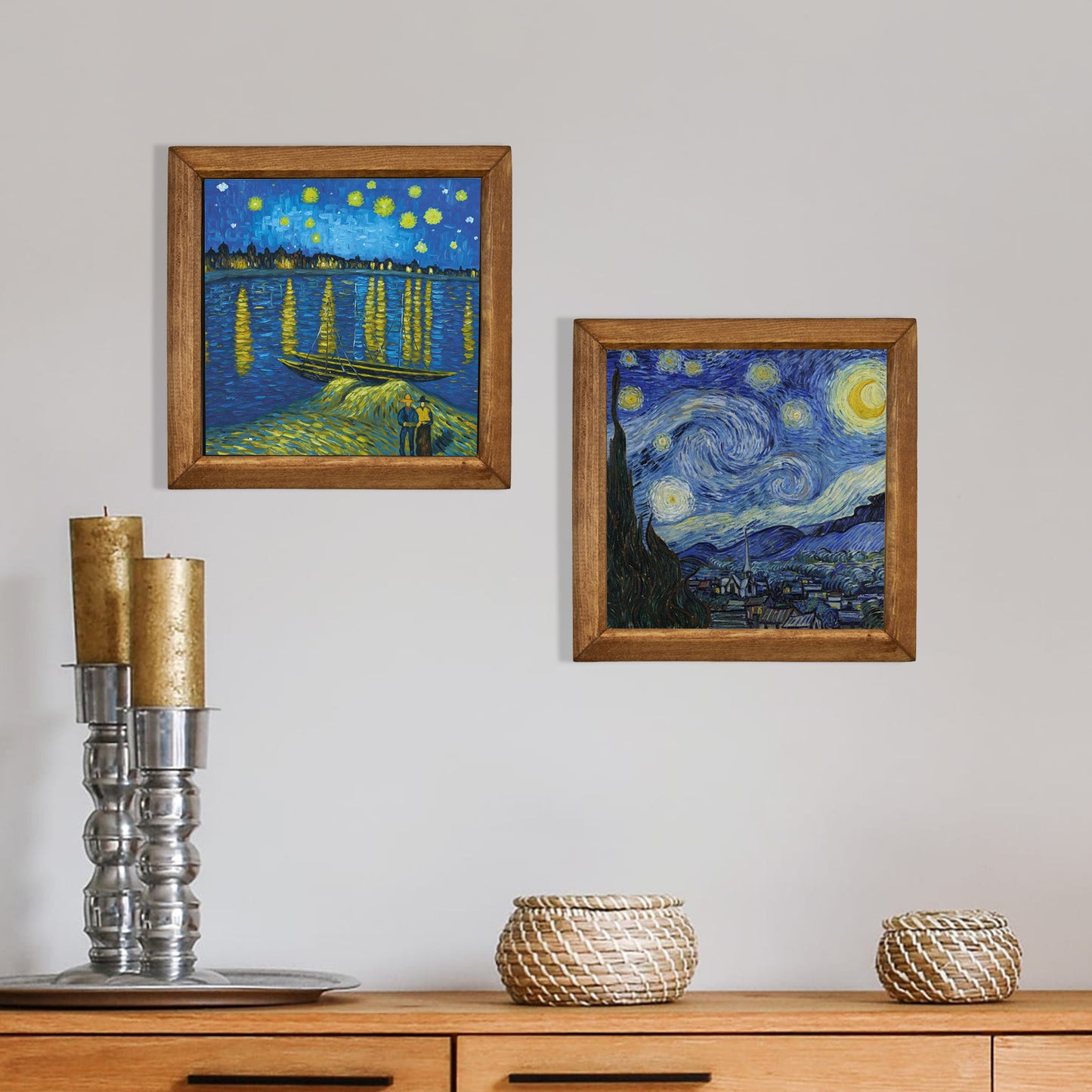 Van Gogh Starry Nights Duo Stone Wall Art Set
