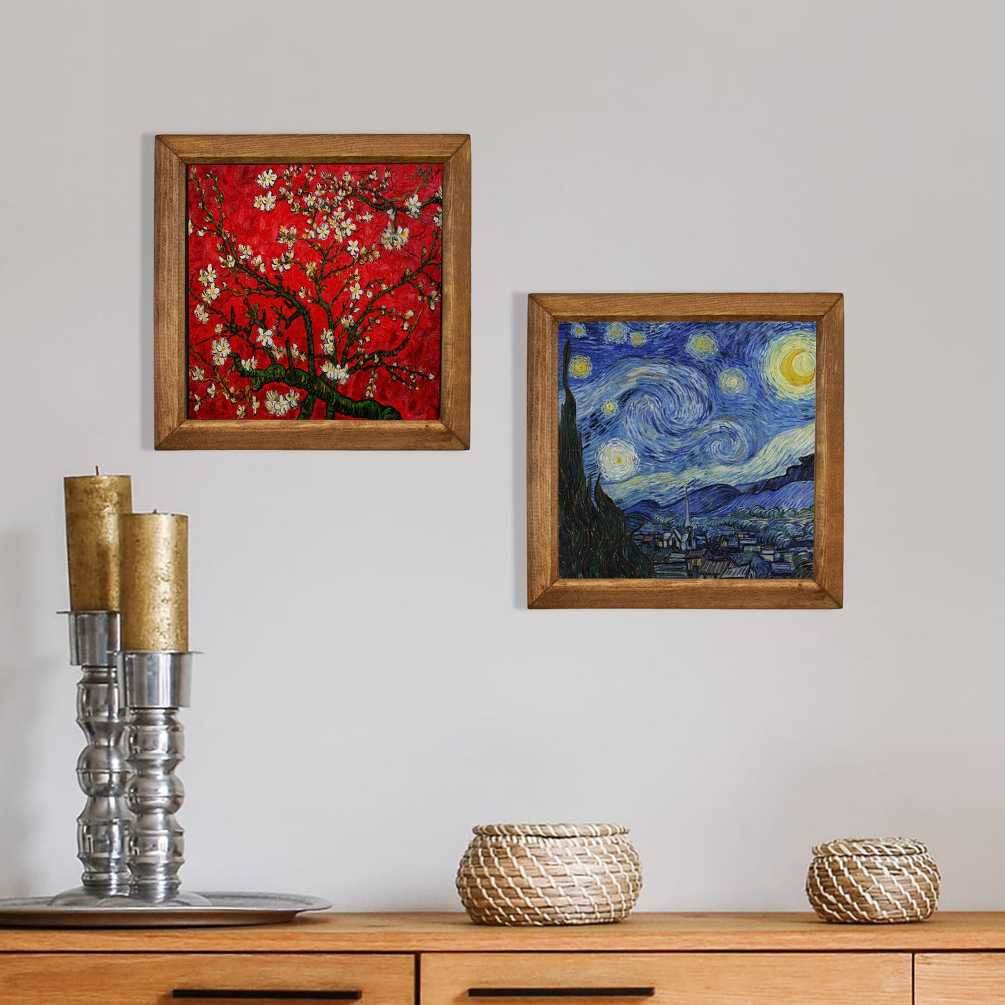 Van Gogh Almond Blossoms & Starry Night Duo Stone Wall Art Set