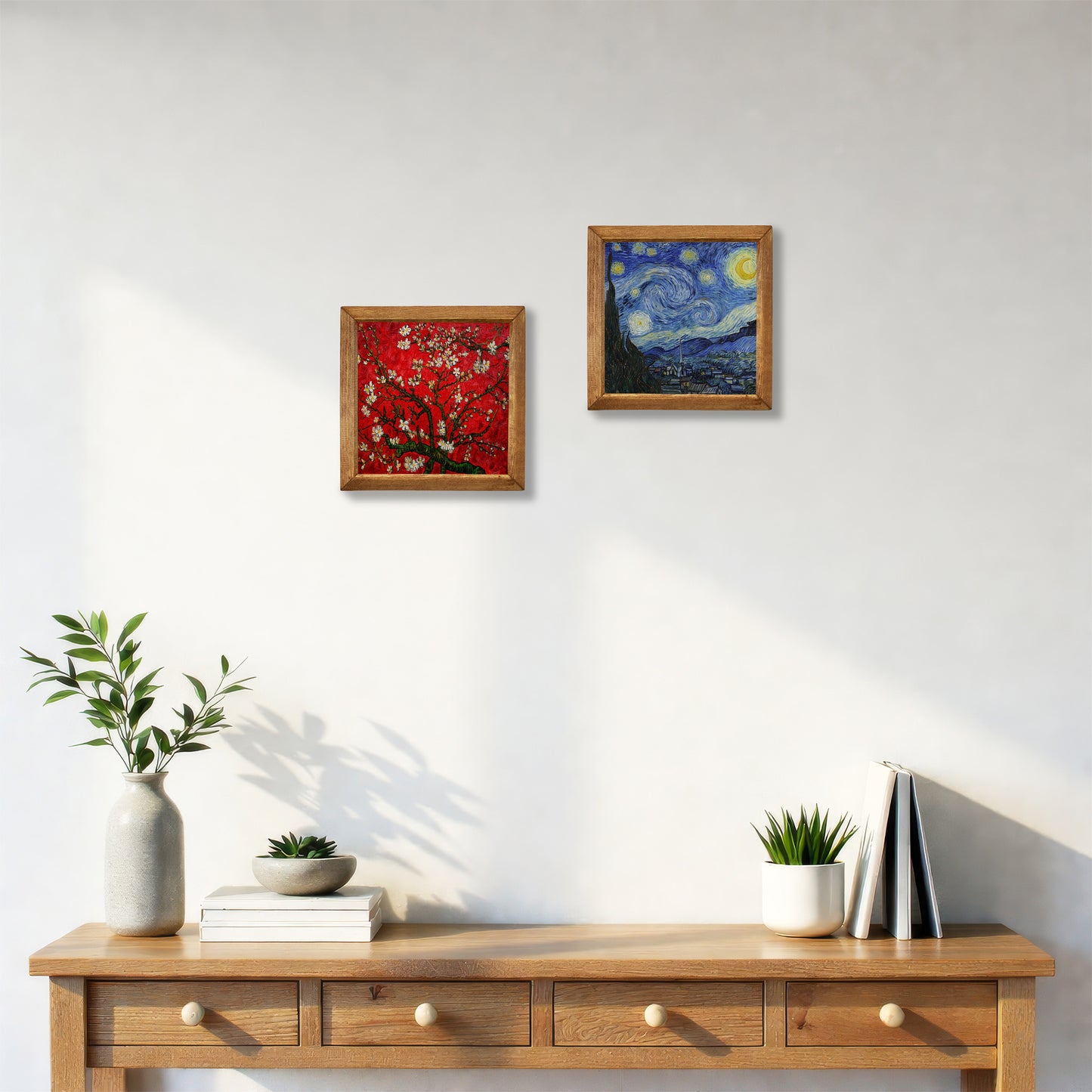 Van Gogh Almond Blossoms & Starry Night Duo Stone Wall Art Set
