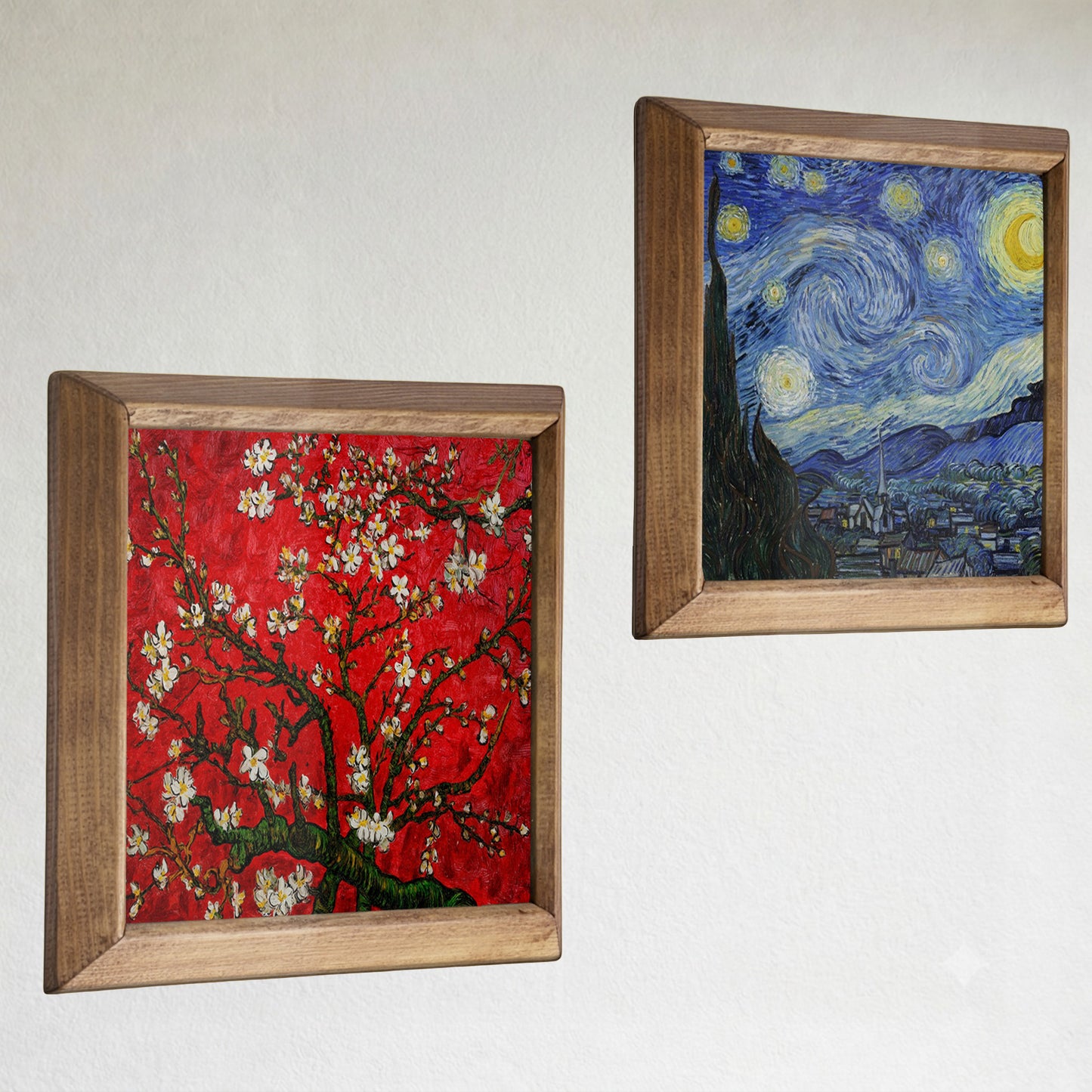 Van Gogh Almond Blossoms & Starry Night Duo Stone Wall Art Set