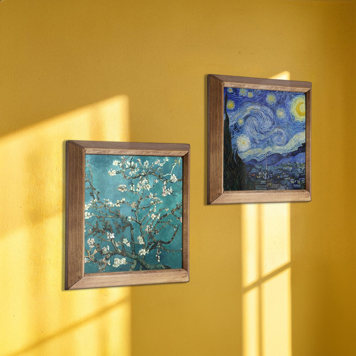 Van Gogh Almond Blossoms & Starry Night Duo Natural Stone Wall Art Set