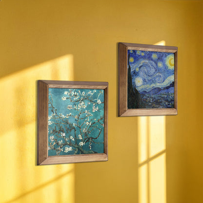 Van Gogh Almond Blossoms & Starry Night Duo Natural Stone Wall Art Set