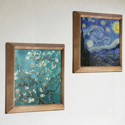 Van Gogh Almond Blossoms & Starry Night Duo Natural Stone Wall Art Set