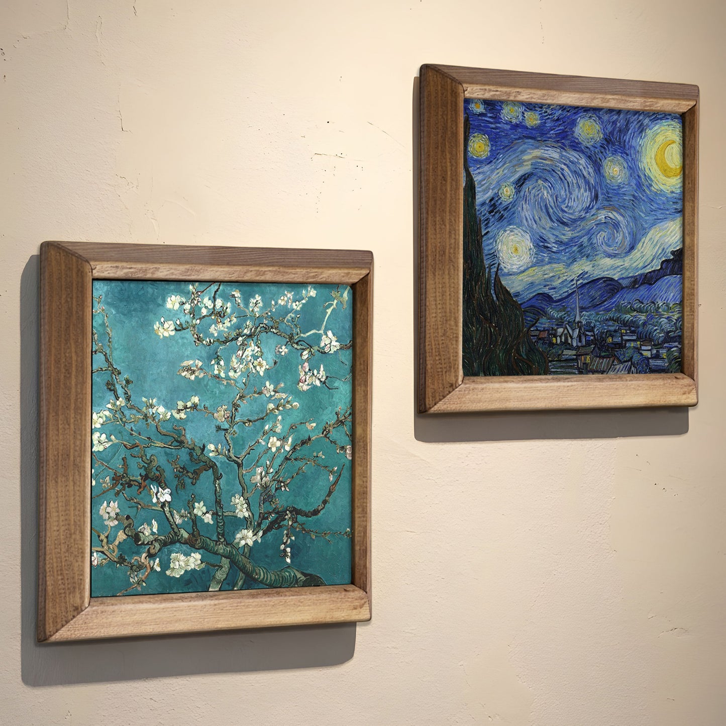 Van Gogh Almond Blossoms & Starry Night Duo Natural Stone Wall Art Set