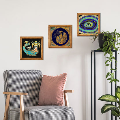 Shahmaran, Peacock & Evil Eye Trio Stone Wall Art Set
