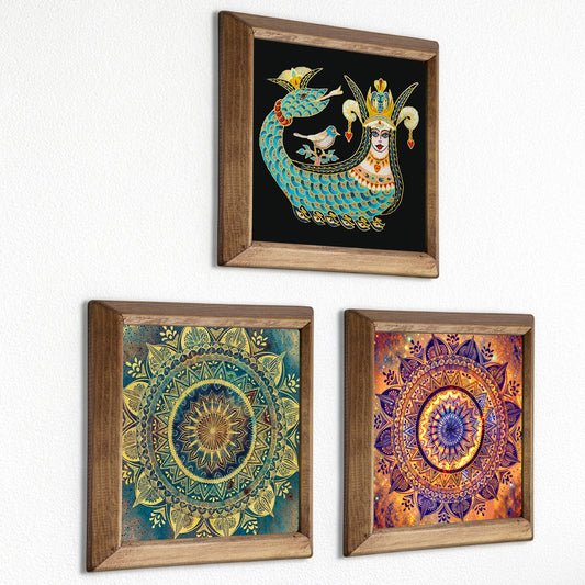 Shahmaran & Mandala Trio Stone Wall Art Set
