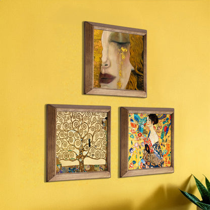 Gustav Klimt & Freya Framed Wall Art Stone Trio Set
