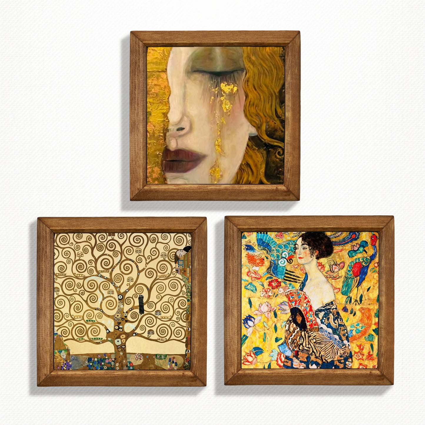 Gustav Klimt & Freya Framed Wall Art Stone Trio Set