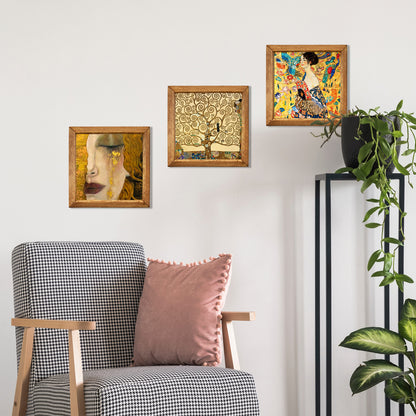 Gustav Klimt & Freya Framed Wall Art Stone Trio Set