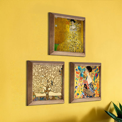 Gustav Klimt Framed Wall Art Trio – Gold Collection