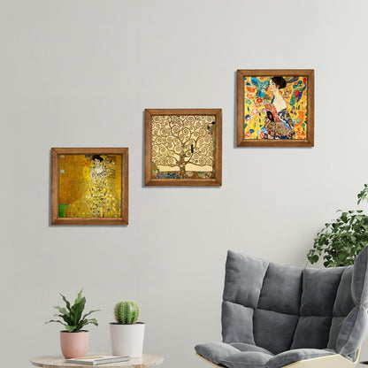 Gustav Klimt Framed Wall Art Trio – Gold Collection