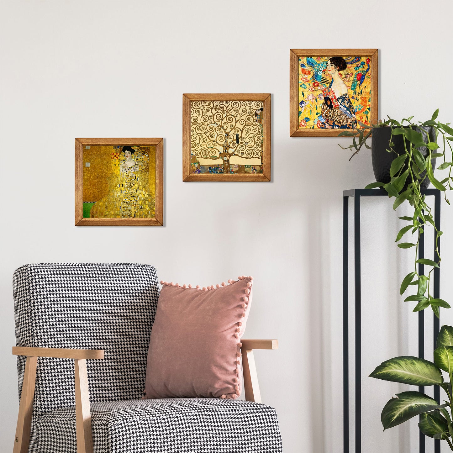 Gustav Klimt Framed Wall Art Trio – Gold Collection