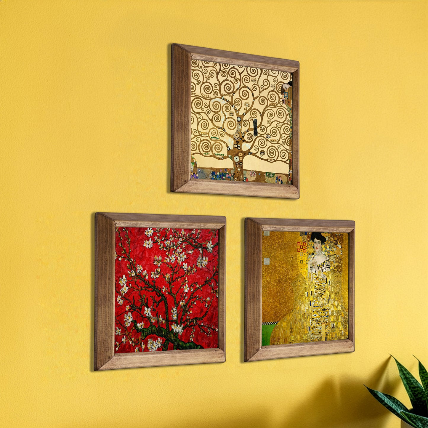 Klimt Tree, Adele and Van Gogh Blossom Trio Stone Wall Art Set