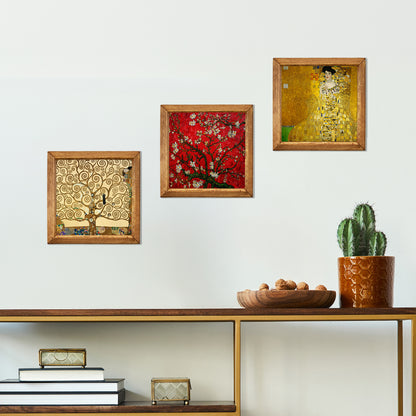 Klimt Tree, Adele and Van Gogh Blossom Trio Stone Wall Art Set