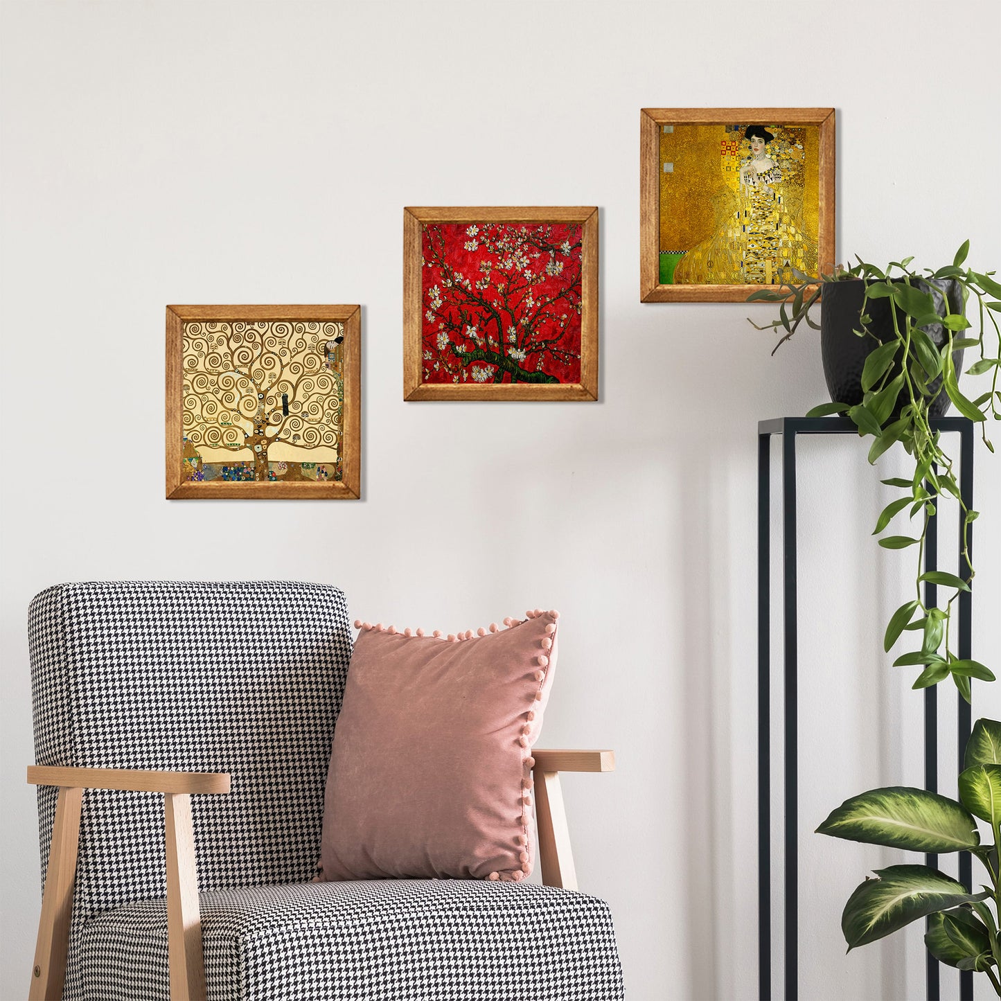 Klimt Tree, Adele and Van Gogh Blossom Trio Stone Wall Art Set