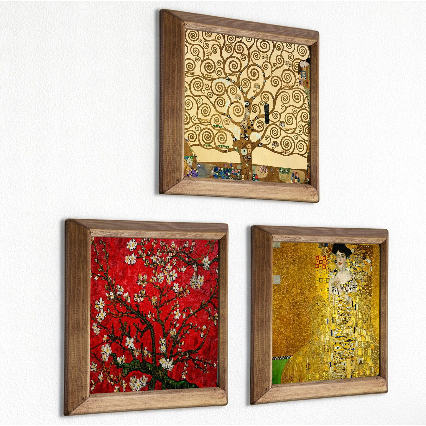 Klimt Tree, Adele and Van Gogh Blossom Trio Stone Wall Art Set