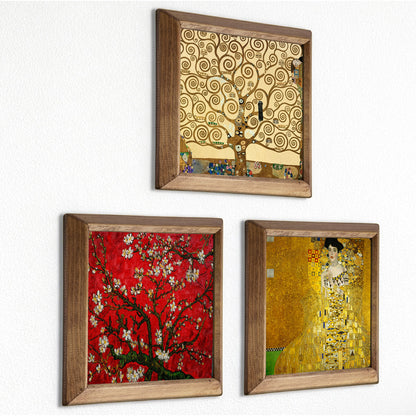 Klimt Tree, Adele and Van Gogh Blossom Trio Stone Wall Art Set