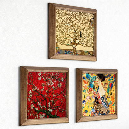 Gustav Klimt Tree, Lady with Fan and Van Gogh Blossom Trio Stone Wall Art Set