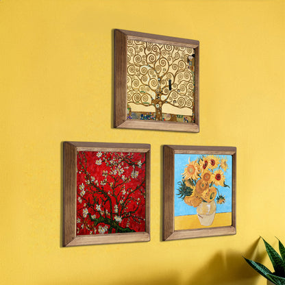 Klimt Tree ,Van Gogh Almond Blossoms and Sunflowers Trio Stone Wall Art Set