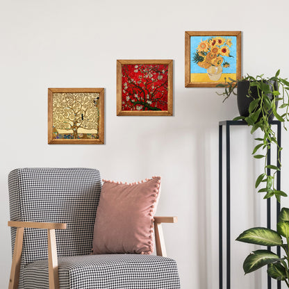 Klimt Tree ,Van Gogh Almond Blossoms and Sunflowers Trio Stone Wall Art Set