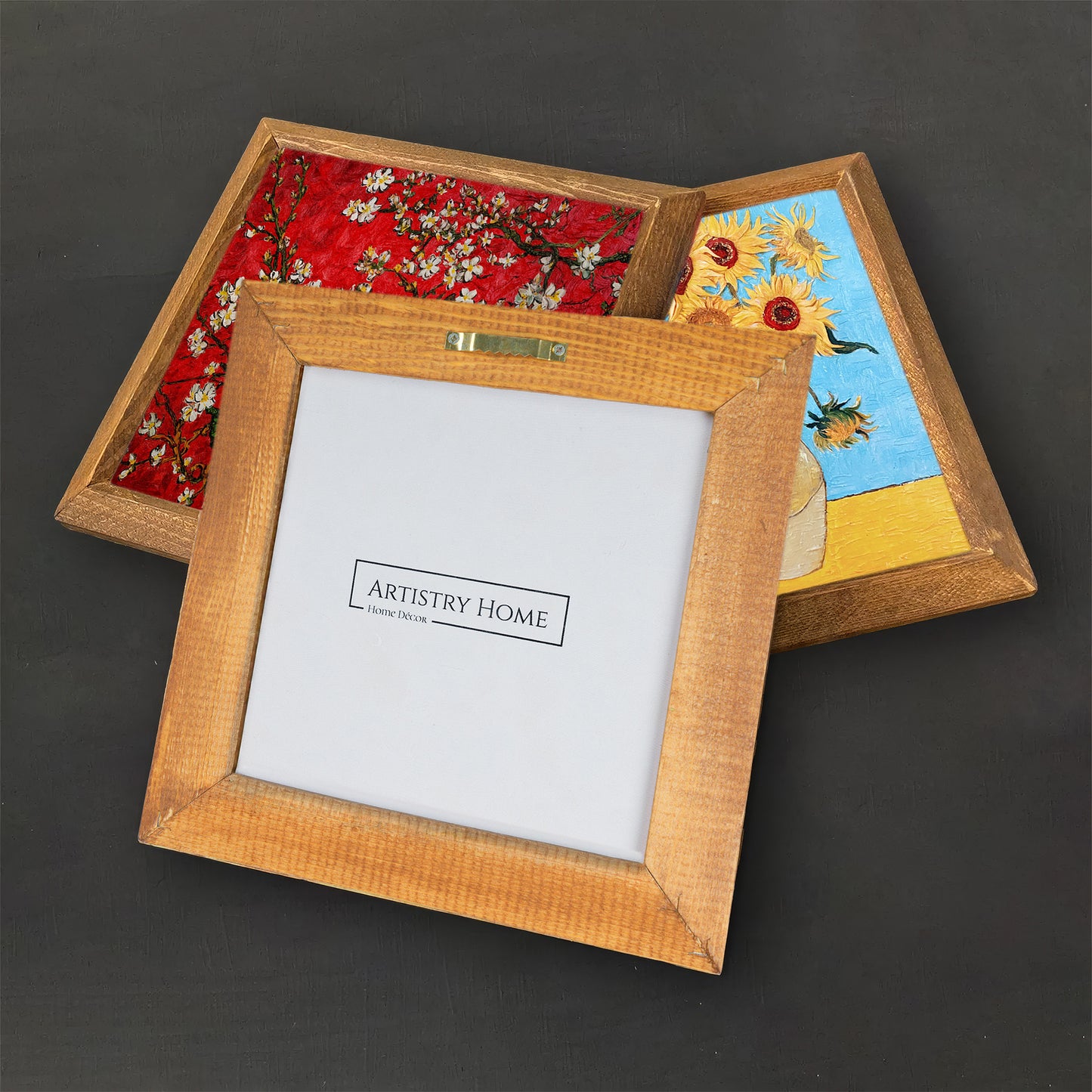 Klimt Tree ,Van Gogh Almond Blossoms and Sunflowers Trio Stone Wall Art Set