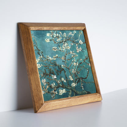 Gustav Klimt Tree of Life & Van Gogh Blossom Trio Natural Stone Wall Art Wood Frame Set
