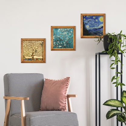 Klimt Tree, Van Gogh Starry Night and Almond Trio Stone Wall Art Set