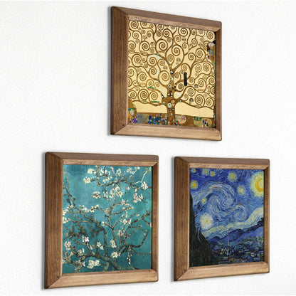 Klimt Tree, Van Gogh Starry Night and Almond Trio Stone Wall Art Set