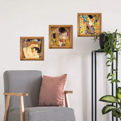 Gustav Klimt Mother and Child, The Kiss & Lady with Fan Trio Stone Wall Art Set